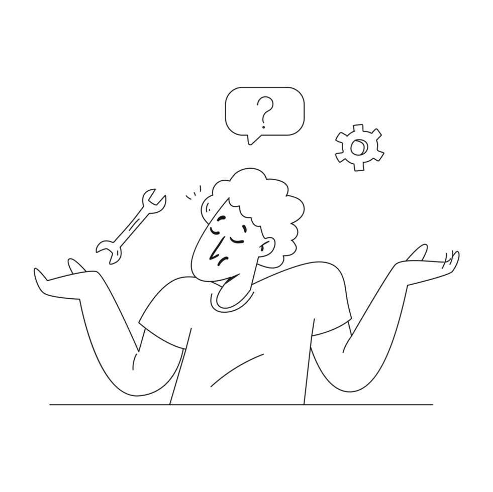 Under Maintenance Doodled 404 Not Found 2D Outline Illustrations png