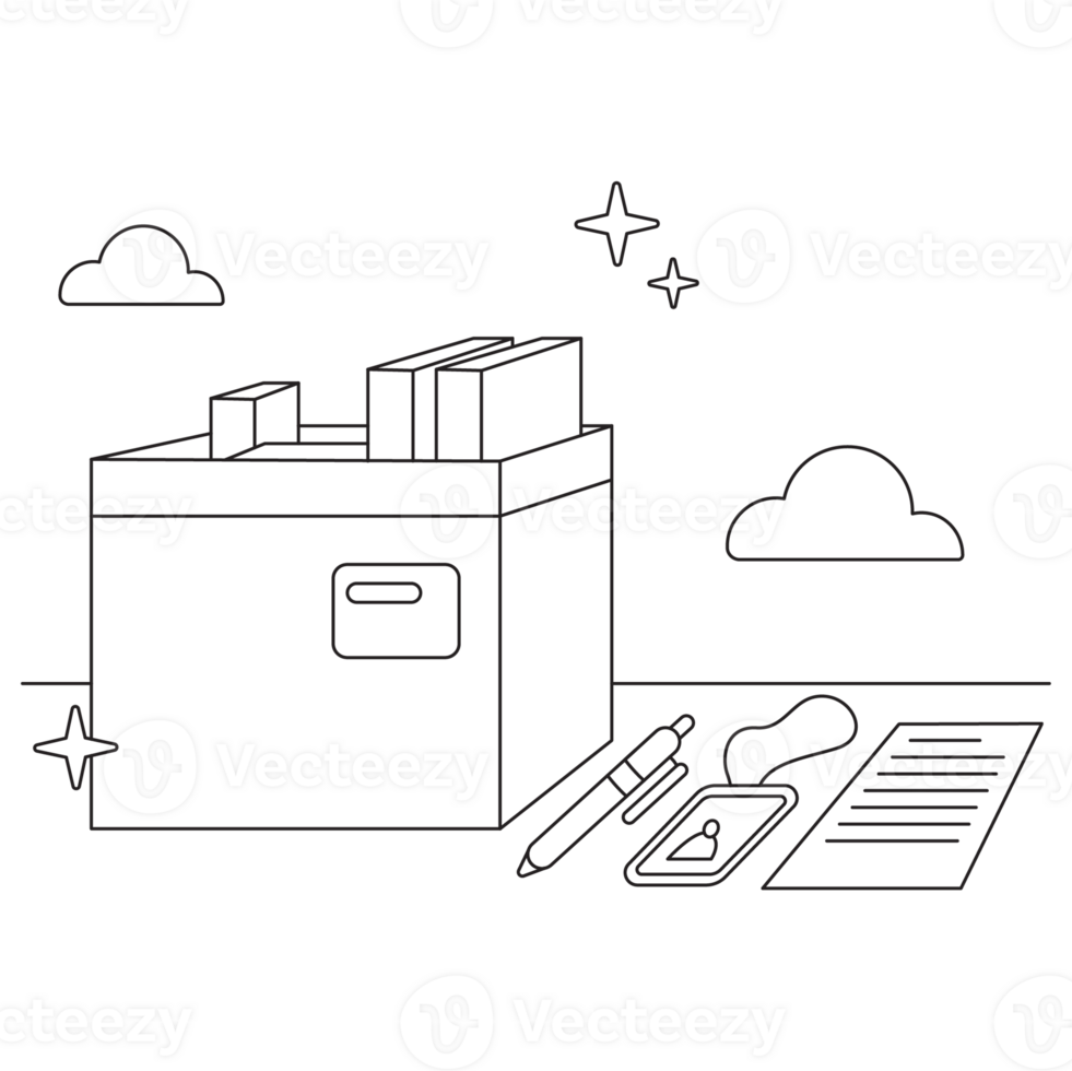 Box Of Stuff Simple Line General 2D Outline Illustrations png