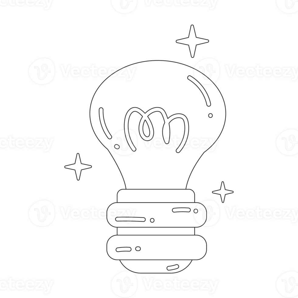Lamp Idea Creative Idea 2D Outline Illustrations png