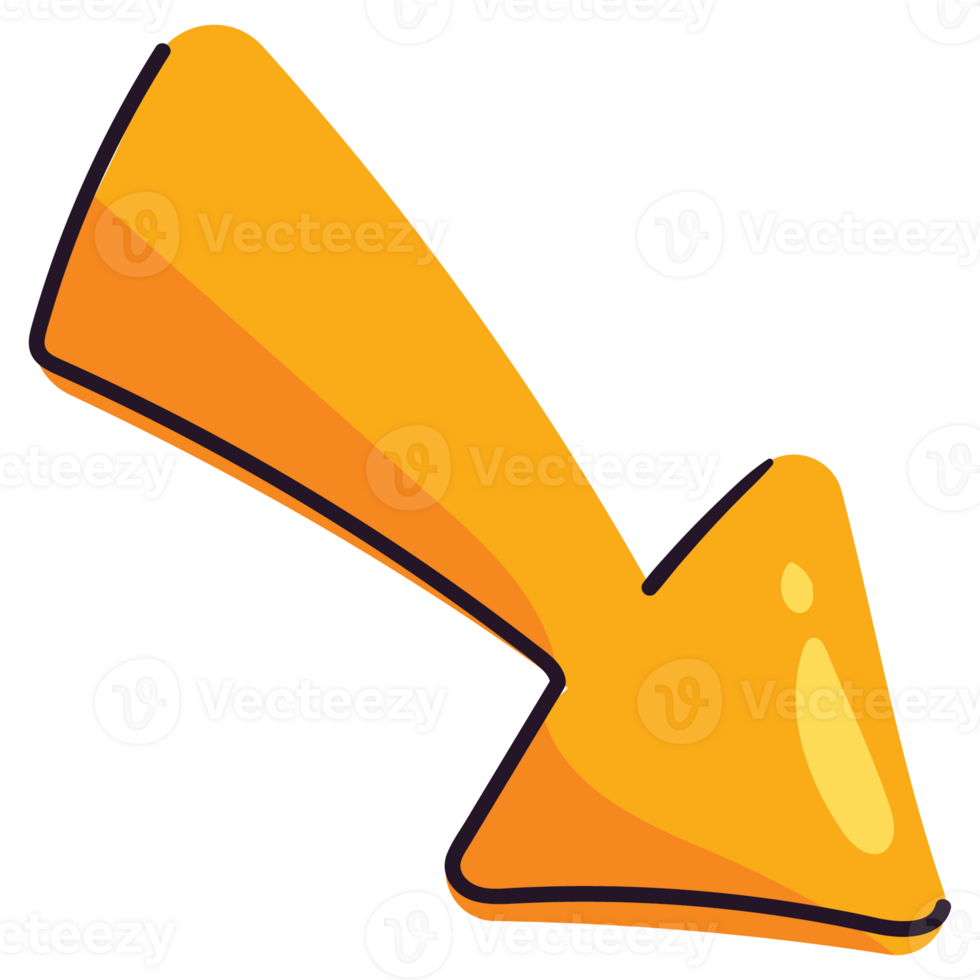 Down Arrow Doodle Web Element 2D Color Illustrations png