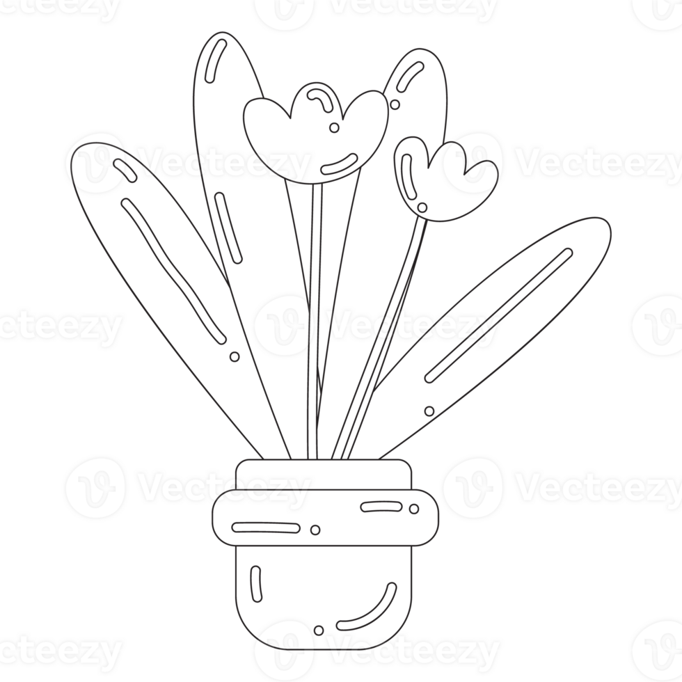 Flower Pot Creative Idea 2D Outline Illustrations png