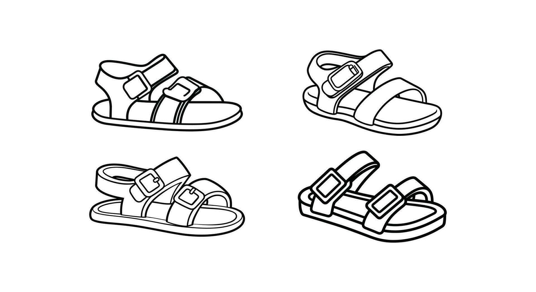 minúsculo dedos de los pies, grande estilo bebé sandalia vector elementos para adorable calzado diseños