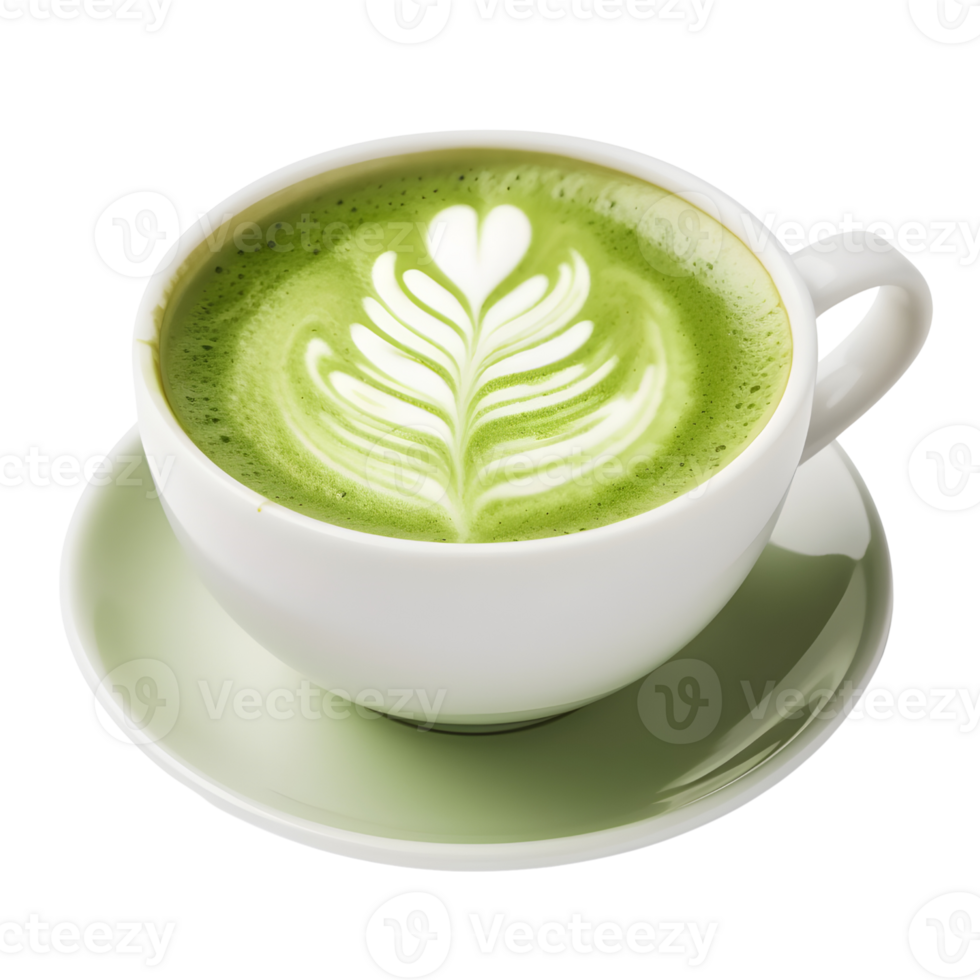 caliente matcha verde té latté Arte espuma aislado en transparente antecedentes. ai generado png