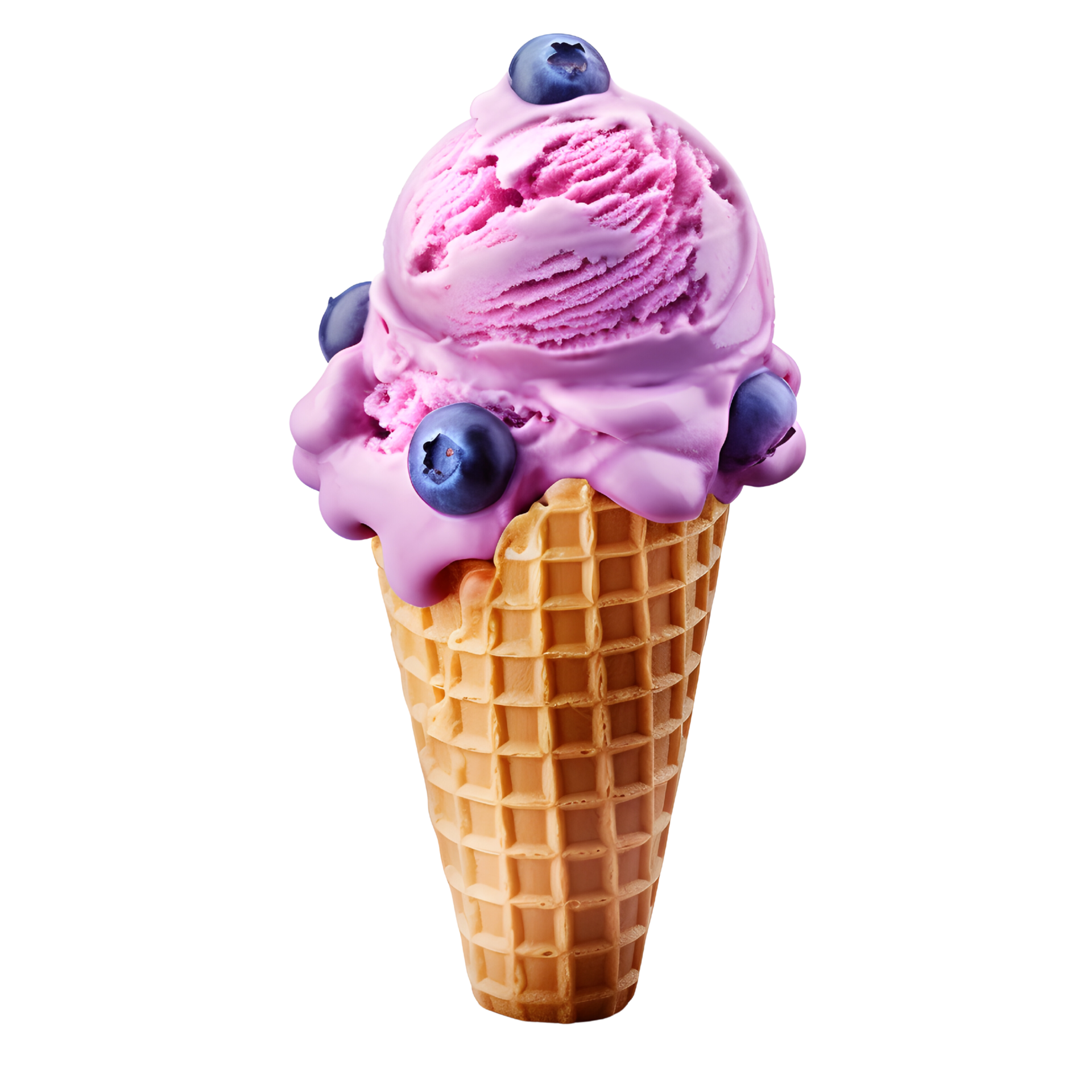 Blueberry Ice Cream Cones Isolated On Transparent AI Generated great-value-red-white-and-blue-sorbet