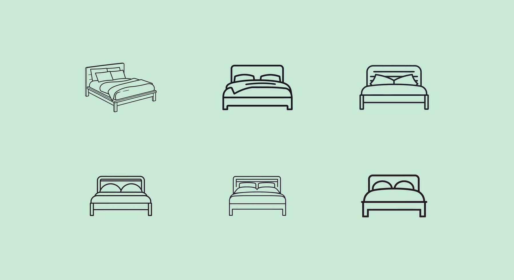 Minimalist Marvels in Vector Form Modern Bed Graphics for Serene Sleep Spaces.