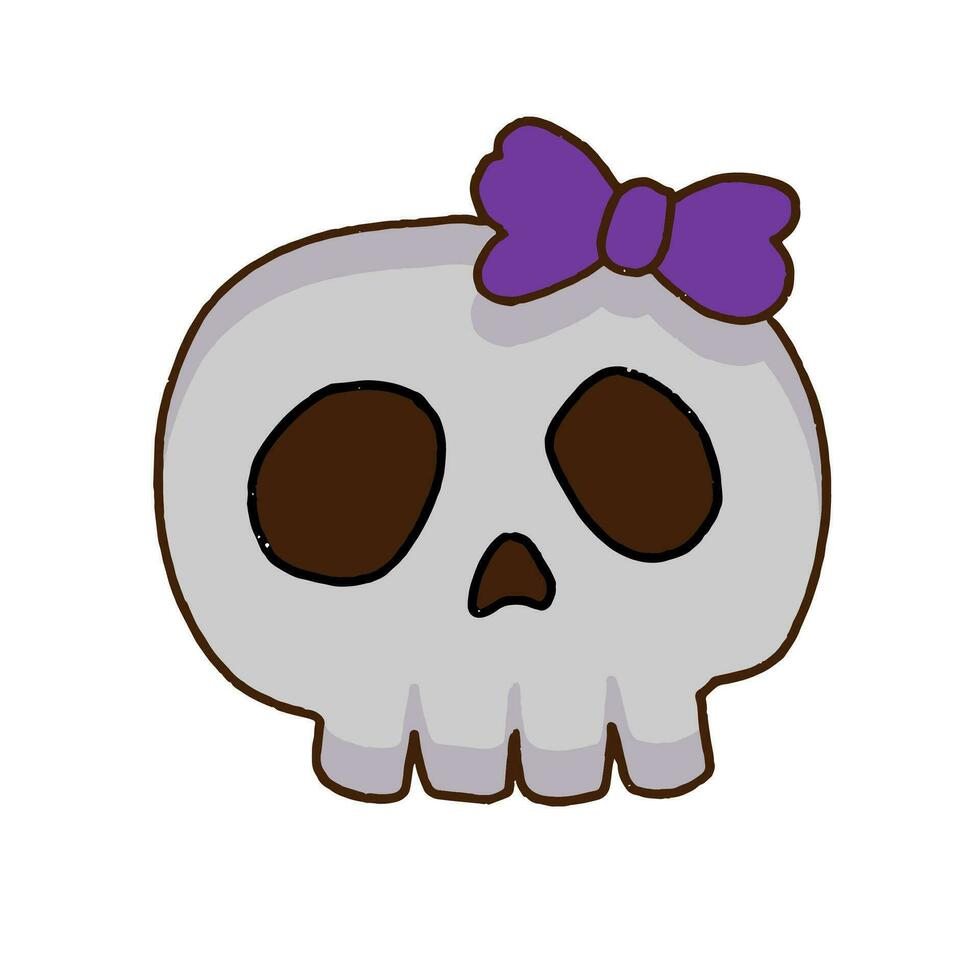 Simple hand drawn halloween ghost skull vector design isolated on white background