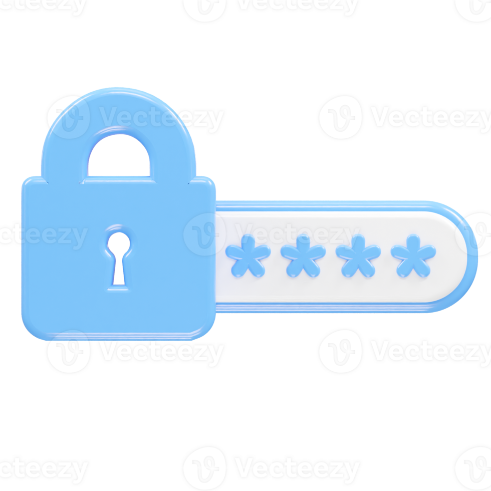 Password icon rendering illustration 3d element png