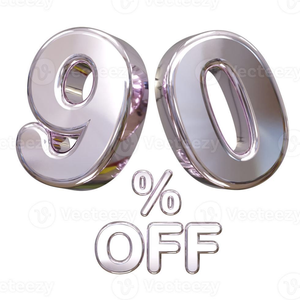 90 percent off discount sale 3d rendering text illustration png