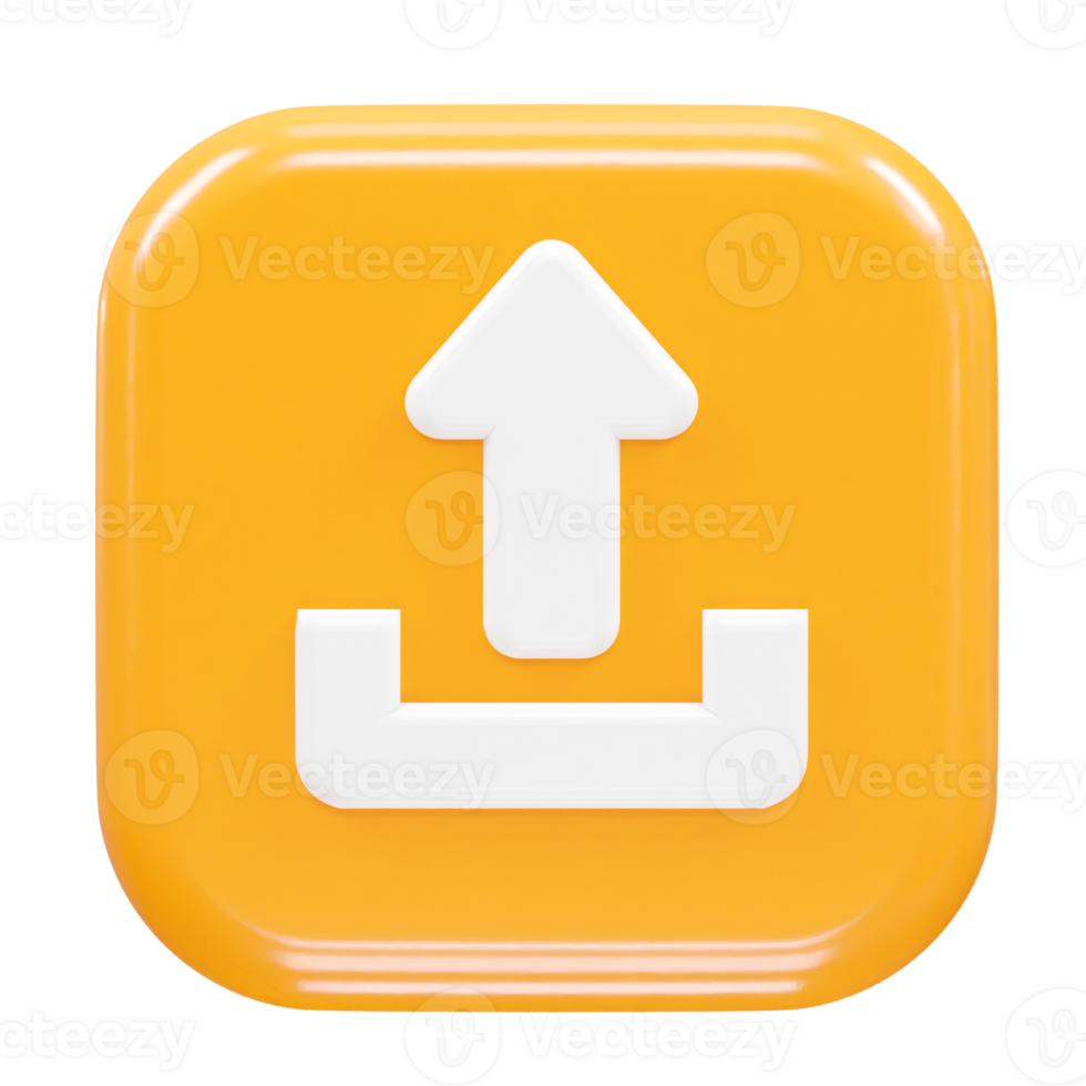 Upload icon 3d rendering illustration element png