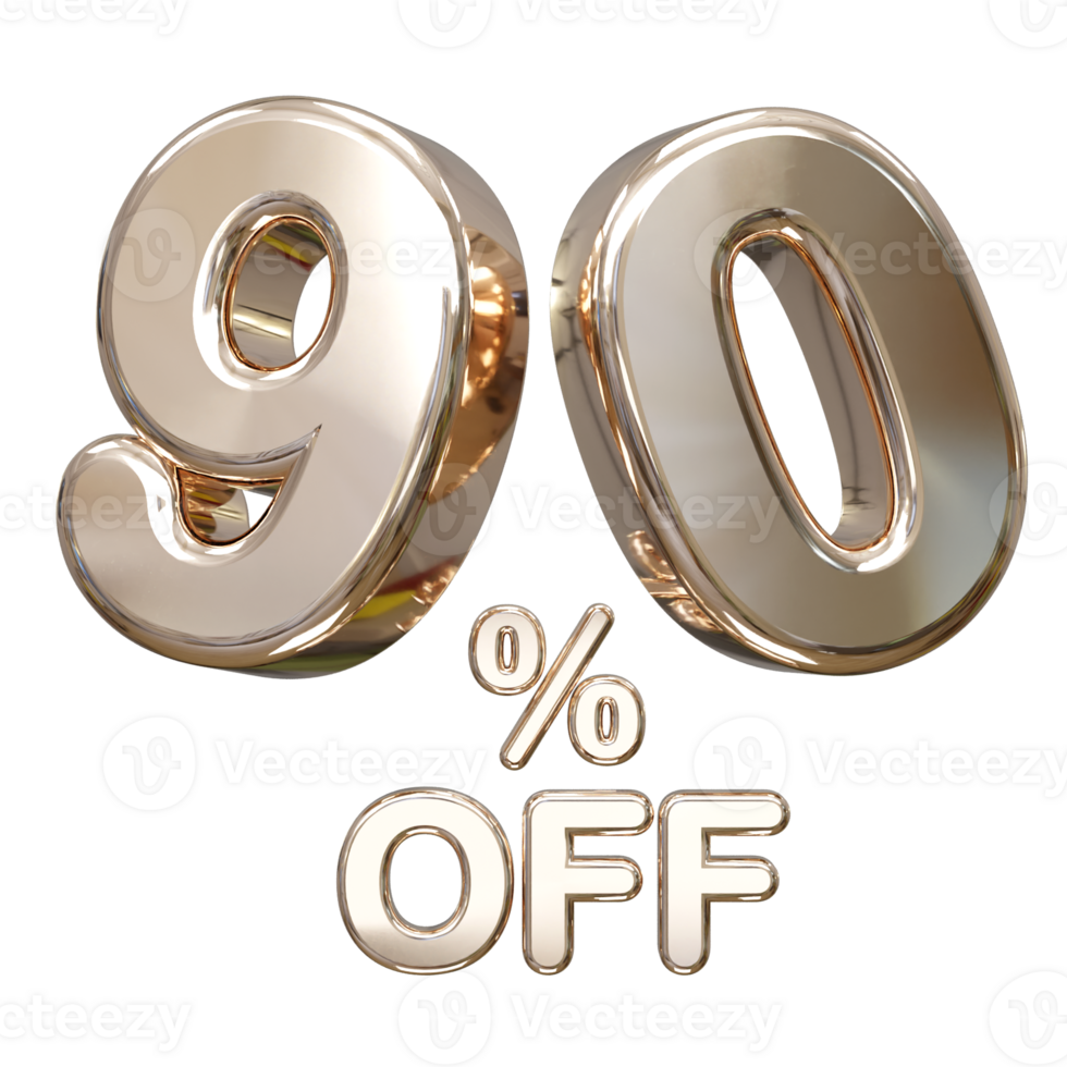 90 percent off discount sale 3d rendering text illustration png