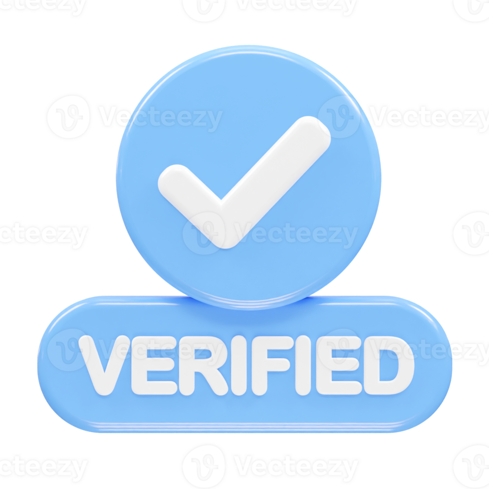 Verified icon render illustration 3d element rendering png