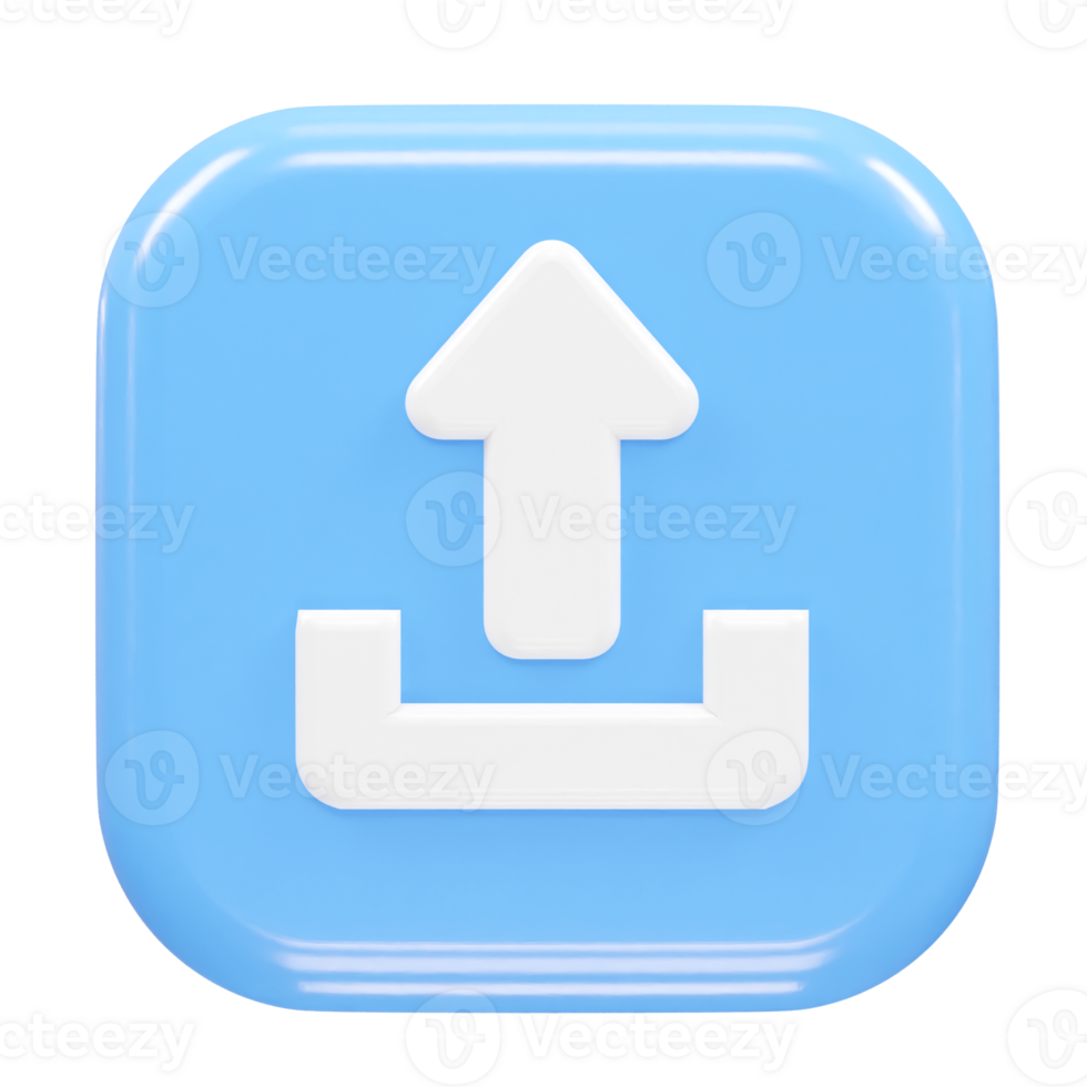 Upload icon 3d rendering illustration element png