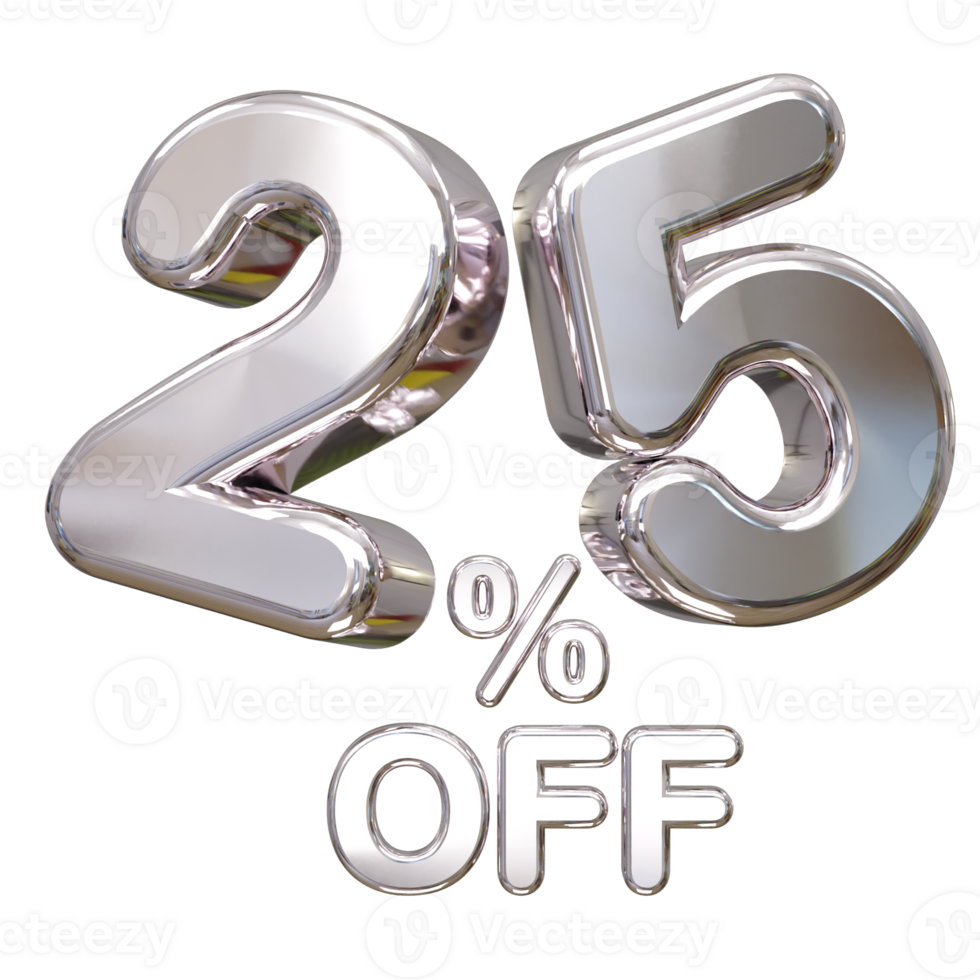 25 percent off discount sale 3d rendering text illustration png