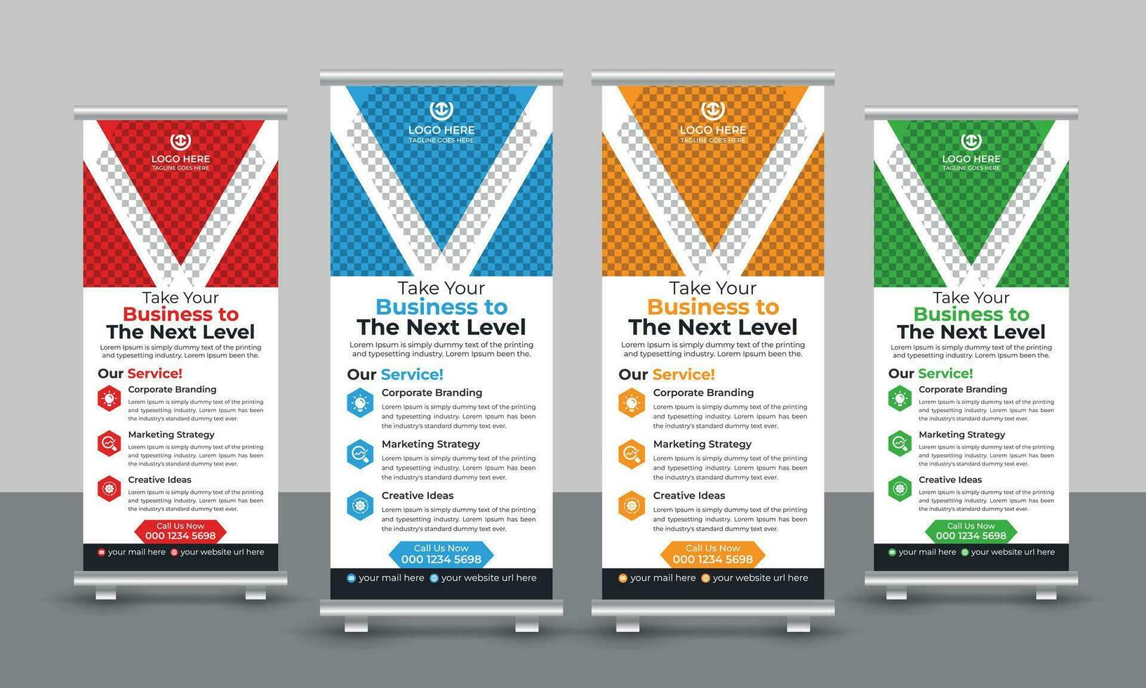 Corporate business roll up banner design pull up signage standee x retractable banner design template vector