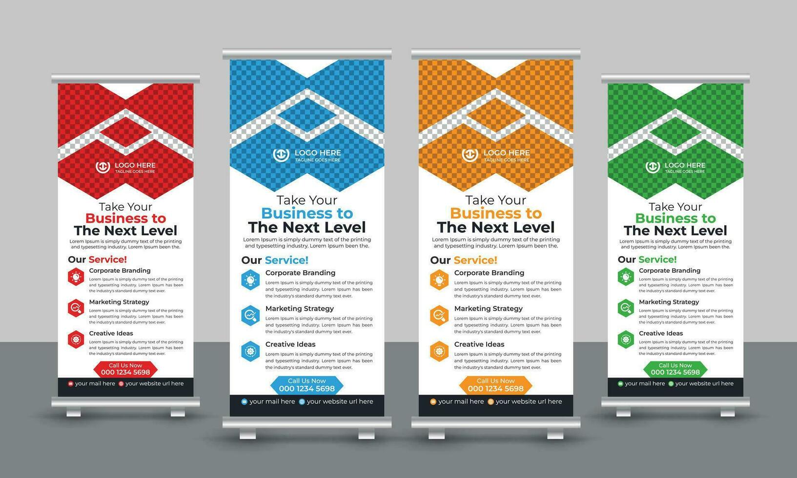 Corporate business roll up banner design pull up signage standee x retractable banner design template vector