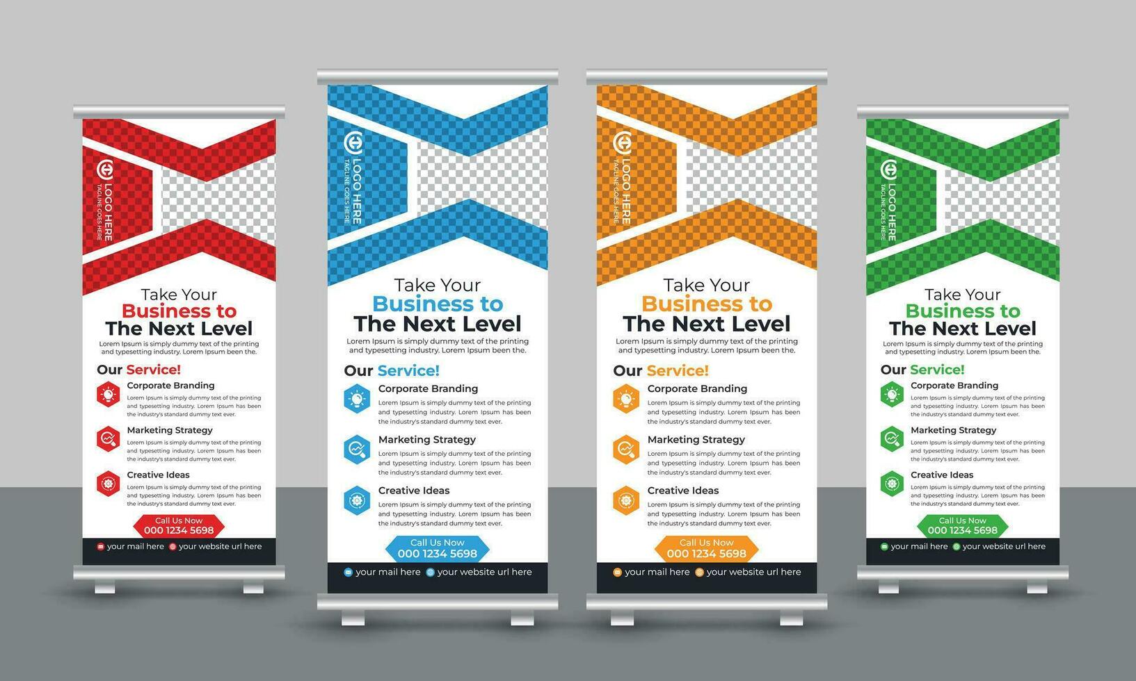 Corporate business roll up banner design pull up signage standee x retractable banner design template vector