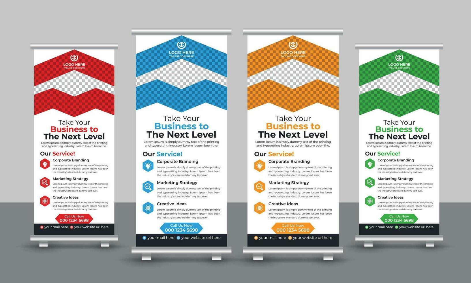 Creative business roll up banner design pull up signage standee x retractable banner design template vector