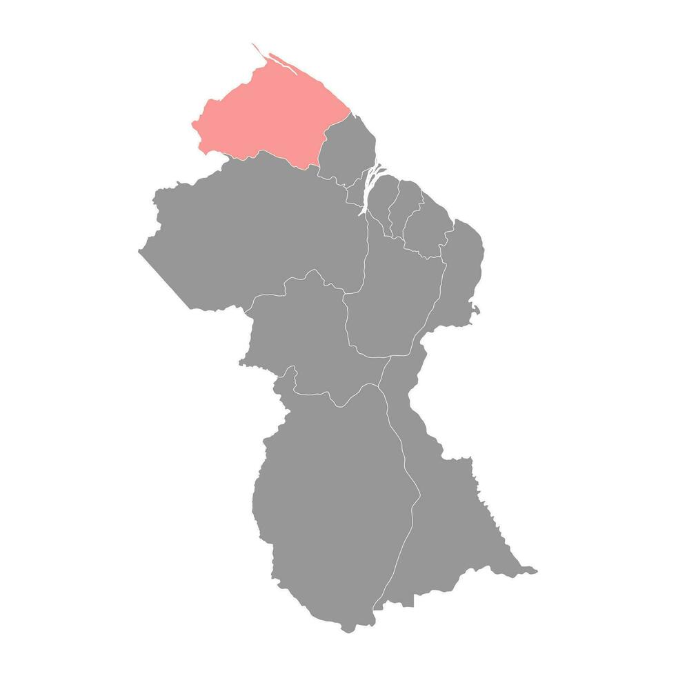 barima waini región mapa, administrativo división de Guayana. vector ilustración.