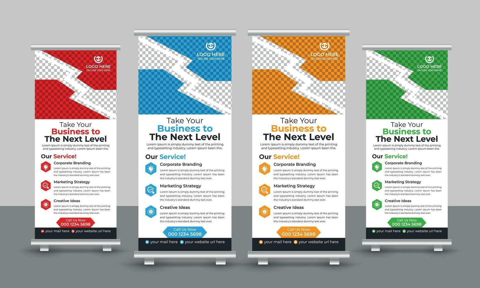 Corporate modern business roll up banner design pull up signage standee x retractable banner design template vector