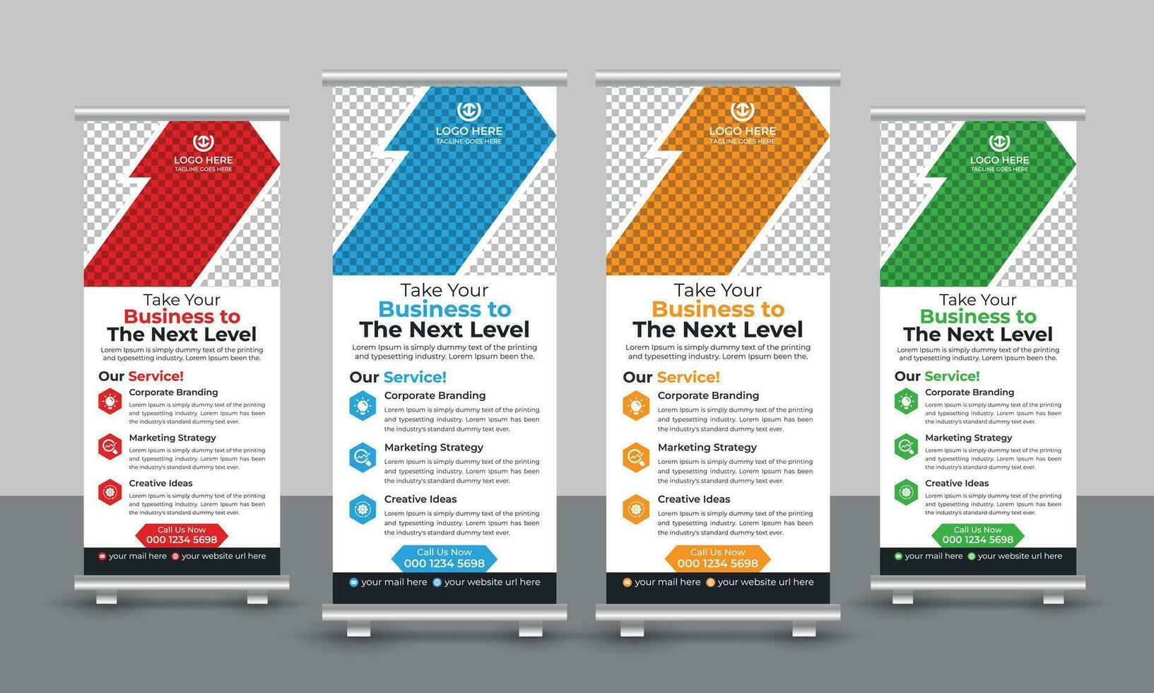 Corporate modern business roll up banner design pull up signage standee x retractable banner design template vector