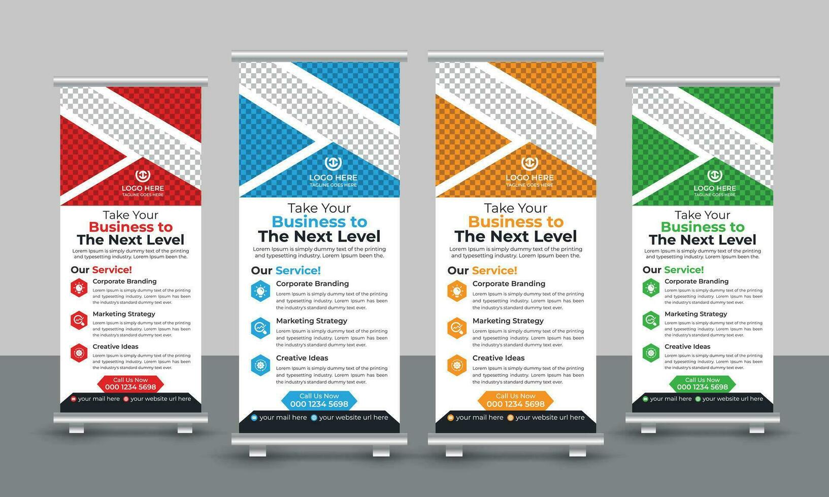 Corporate modern business roll up banner design pull up signage standee x retractable banner design template vector