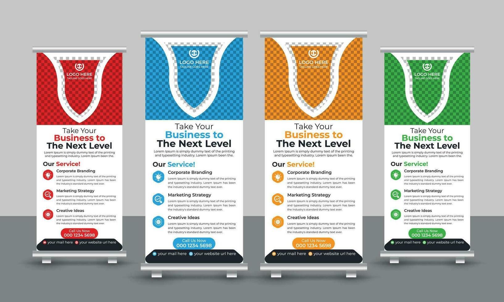 Corporate modern business roll up banner design pull up signage standee x retractable banner design template vector