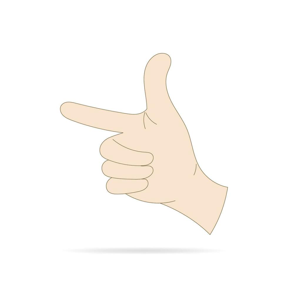 Hand pose Woman pointing index finger cartoon human hand and wrist vector Communicate or talk with emojis for messengers.