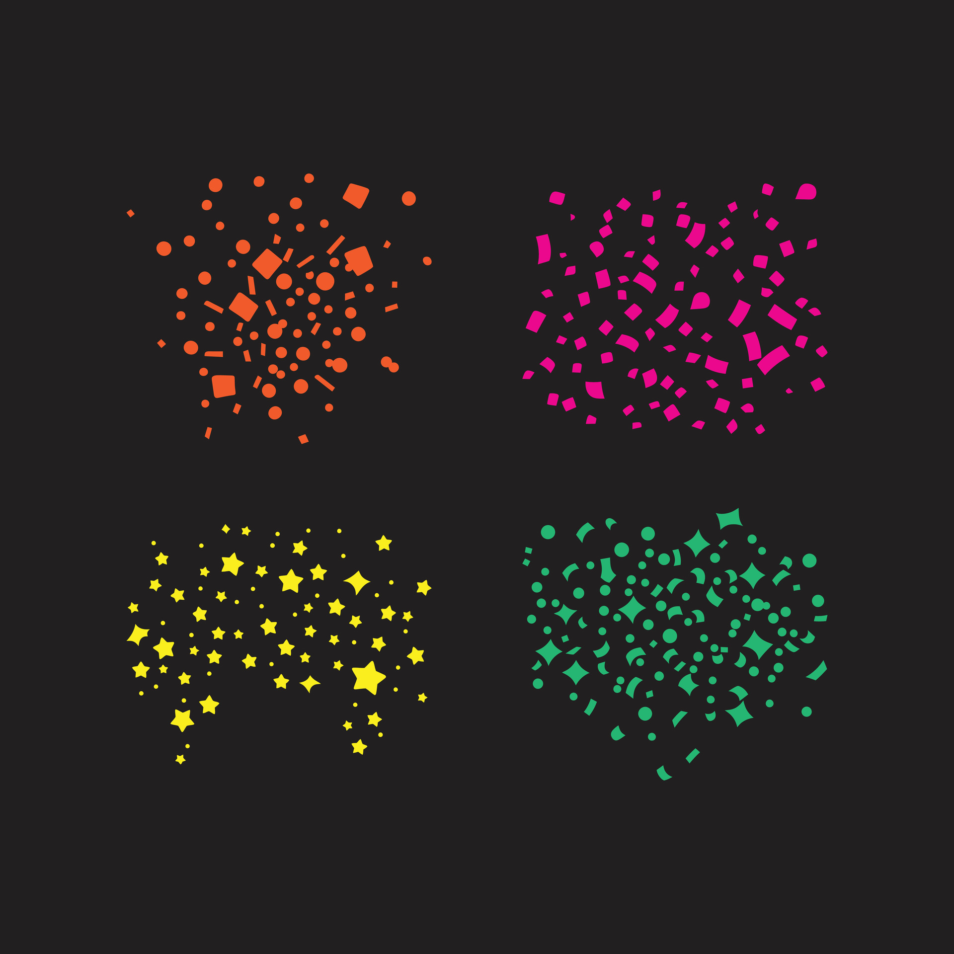 Confetti Rain Vibrant Vector Elements for Party themed Designs 33160343