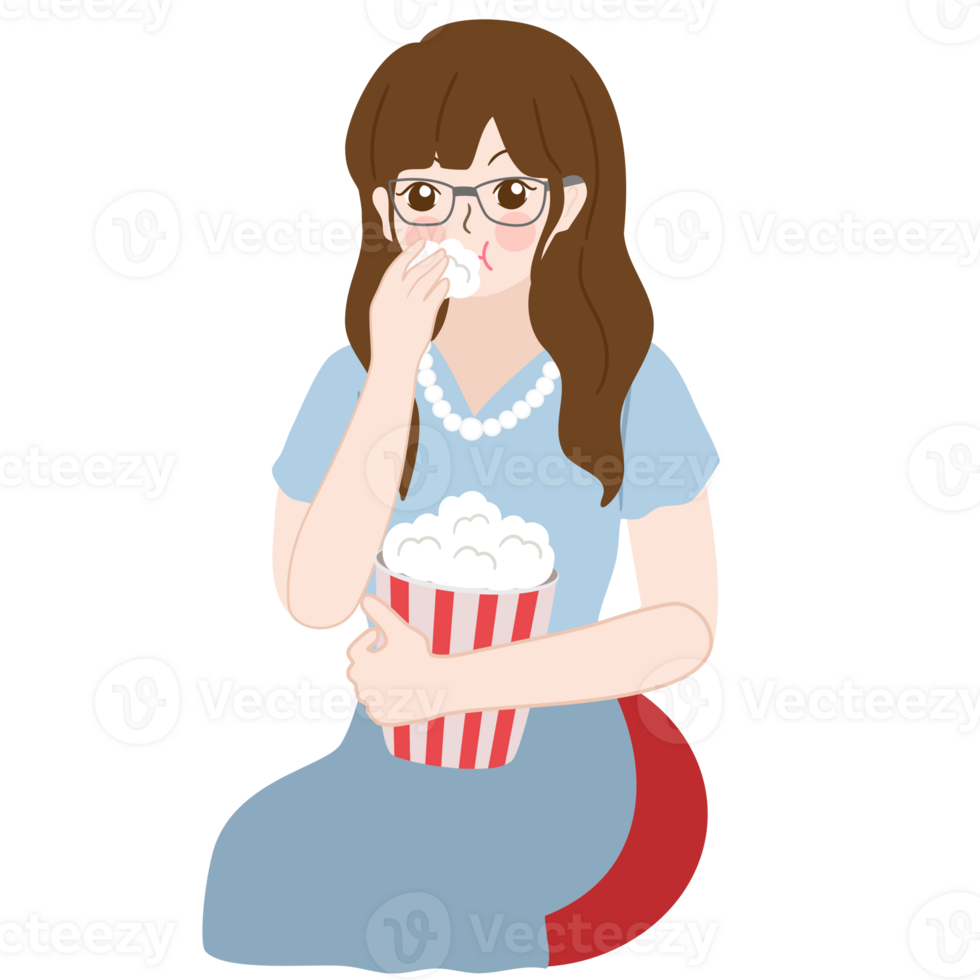 eating popcorn clipart png