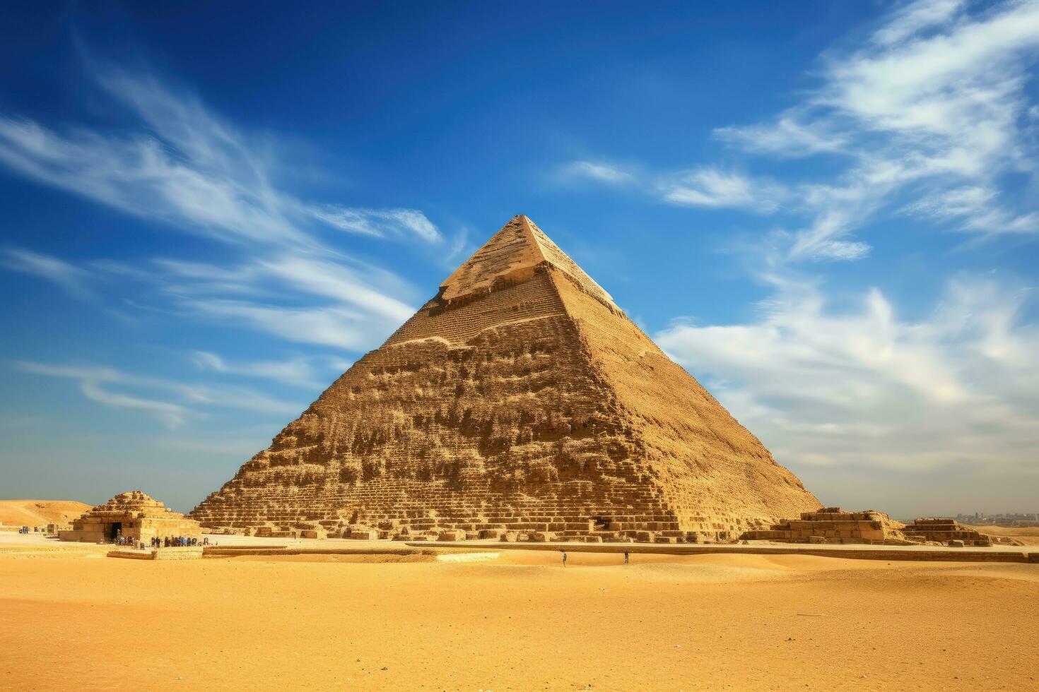 pyramid of Khafre in Giza, Cairo, Egypt, The Great Pyramid of Khafre or Pyramid of Khafre in Giza, Egypt, AI Generated photo