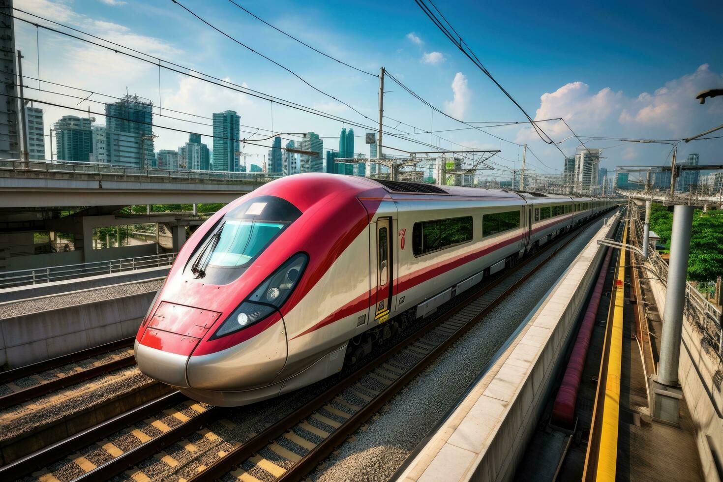 high speed train in bangkok city,Thailand.selective focus, The high-speed train in Bangkok, Thailand, AI Generated photo