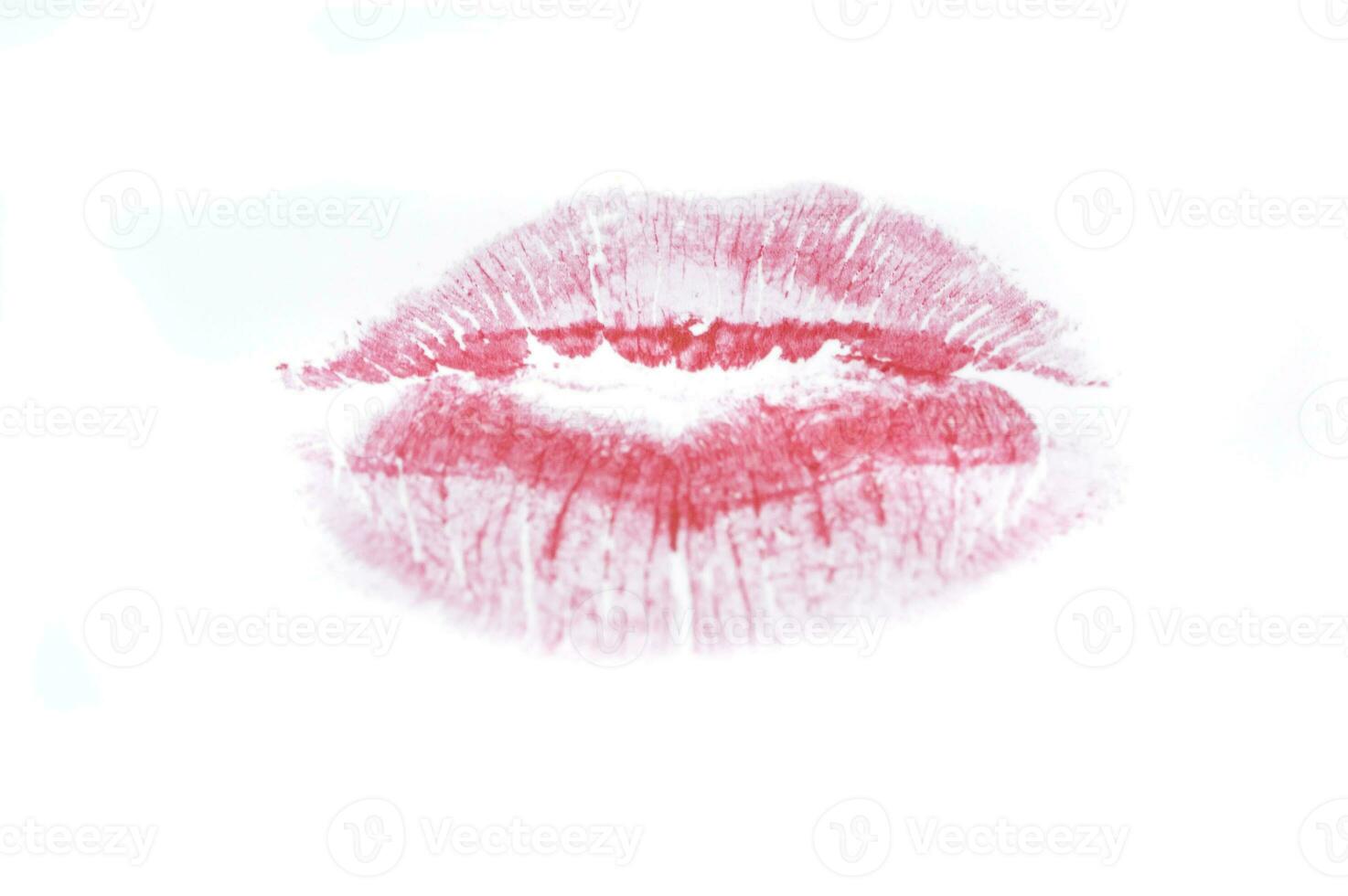 red kiss on white photo