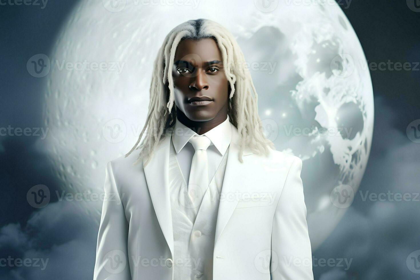black man in white suit AI Generative photo