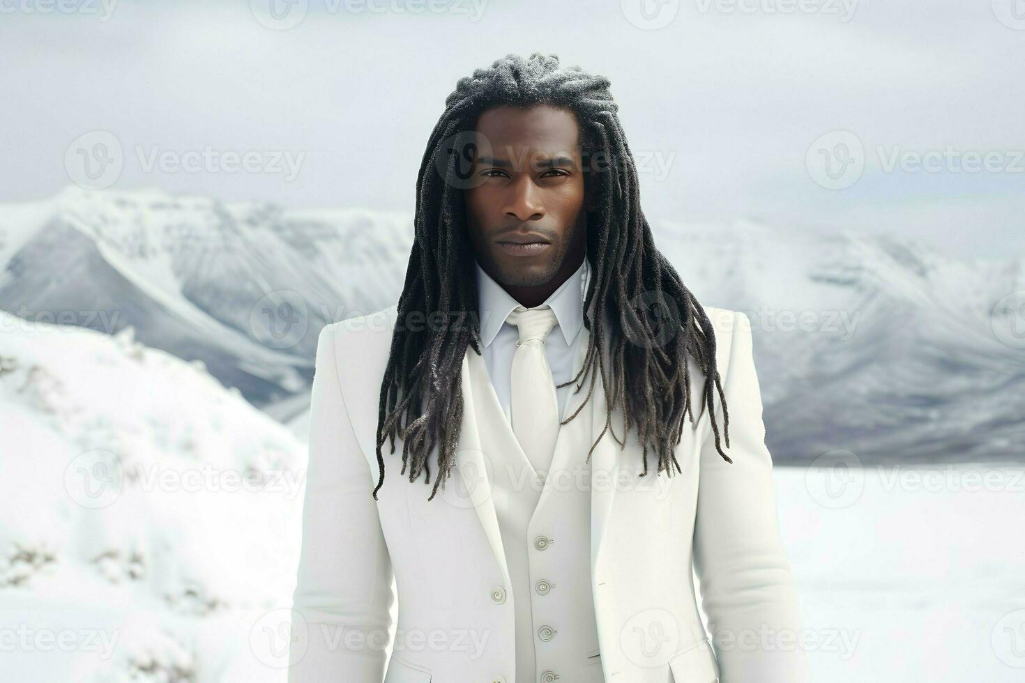 black man in white suit AI Generative photo