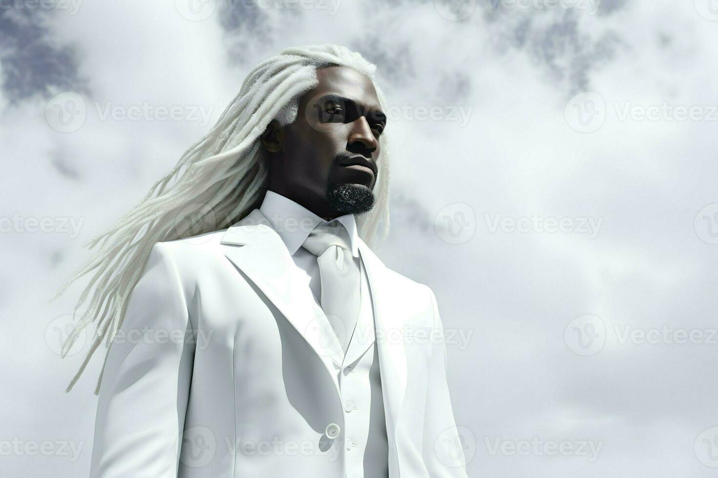 black man in white suit AI Generative photo