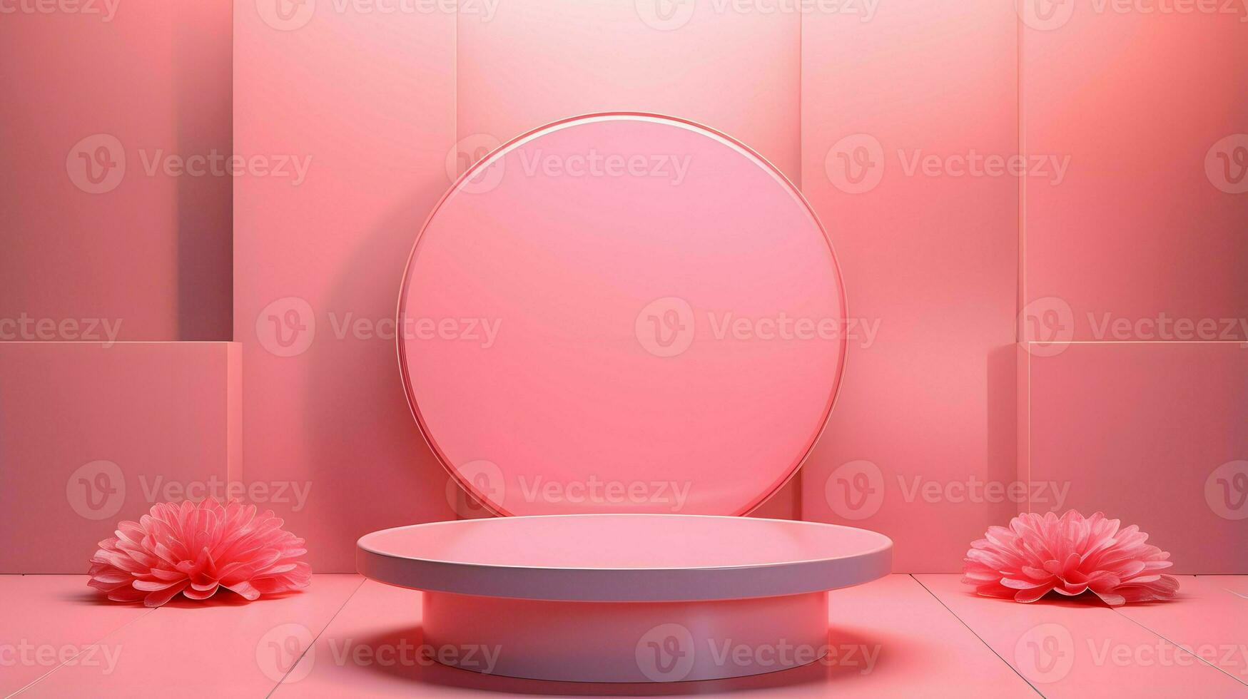 3D pink podium mockup AI Generative photo