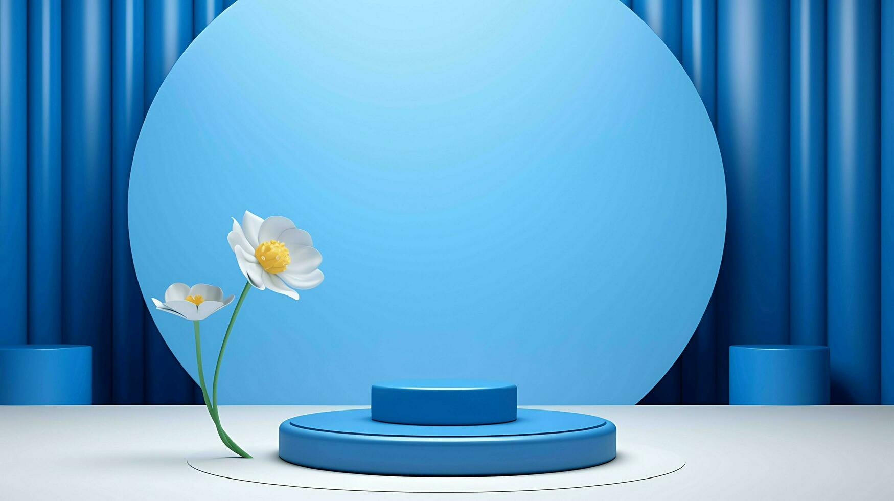 blue and pink podium for promotion AI Generative photo