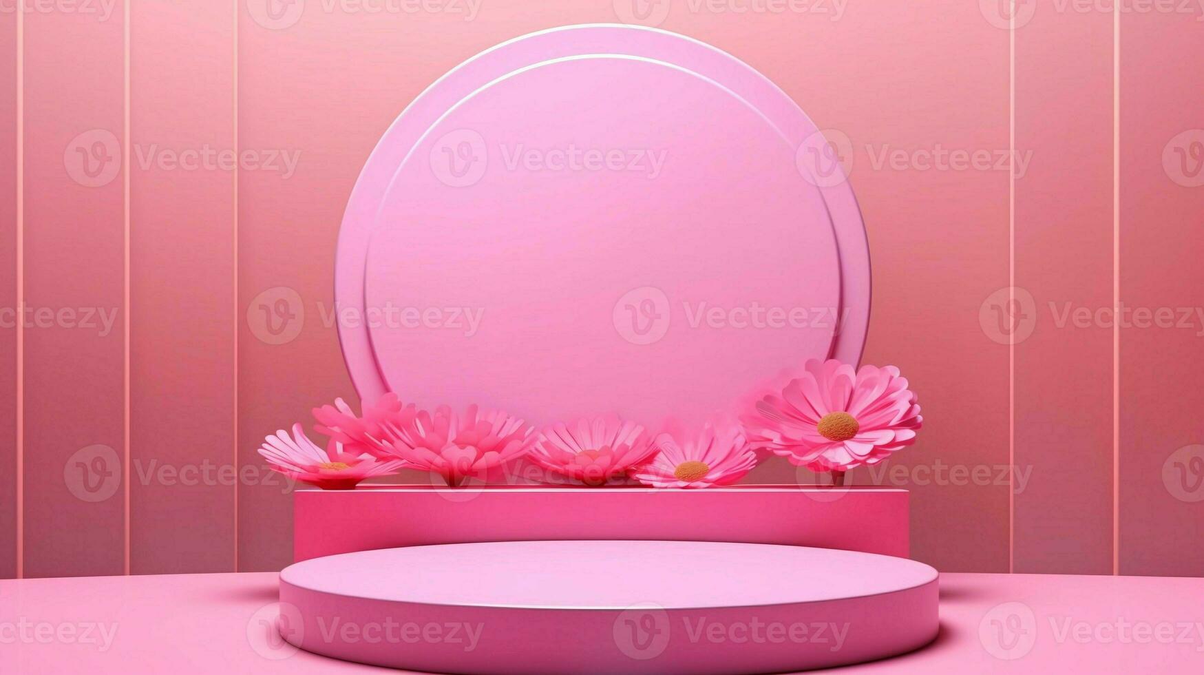 3D pink podium mockup AI Generative photo