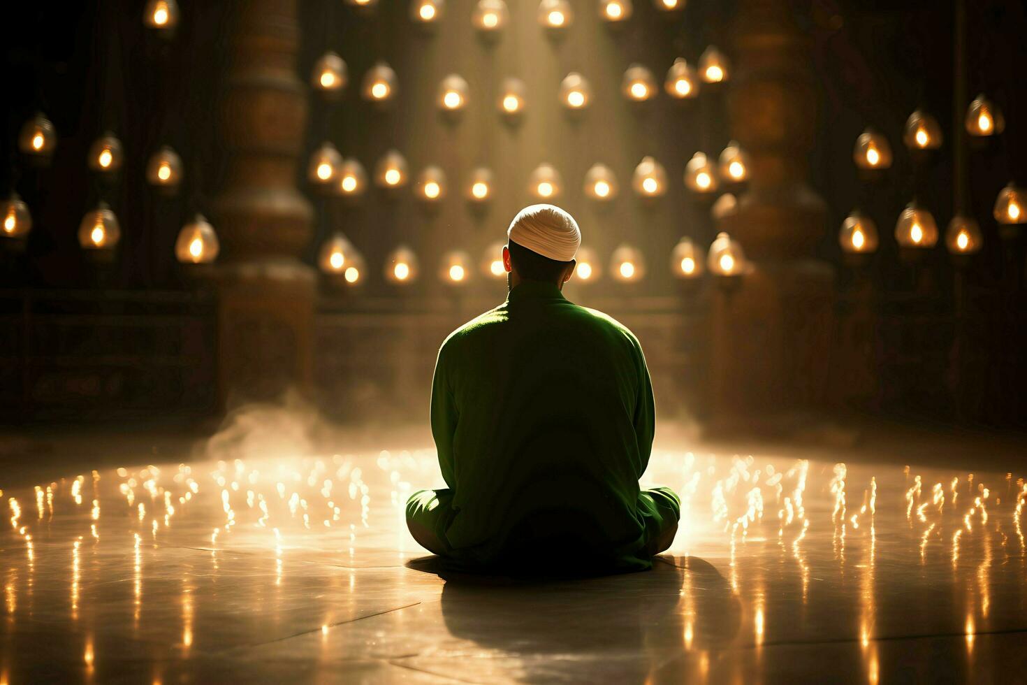muslim old man in mosque ai generative photo