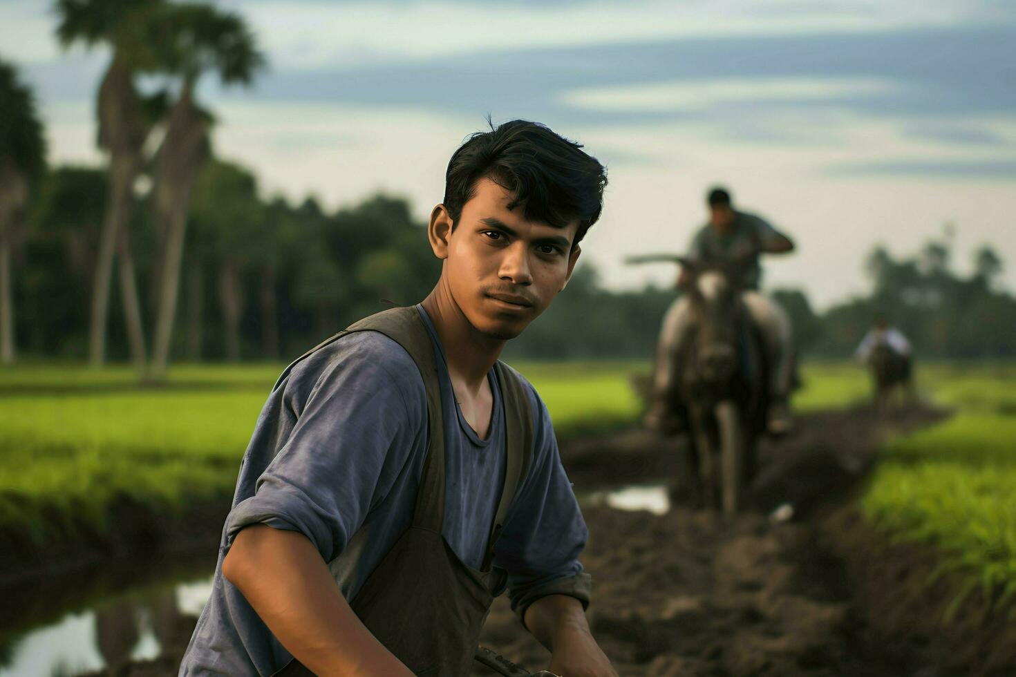 indonesian man and hard work ai generative photo