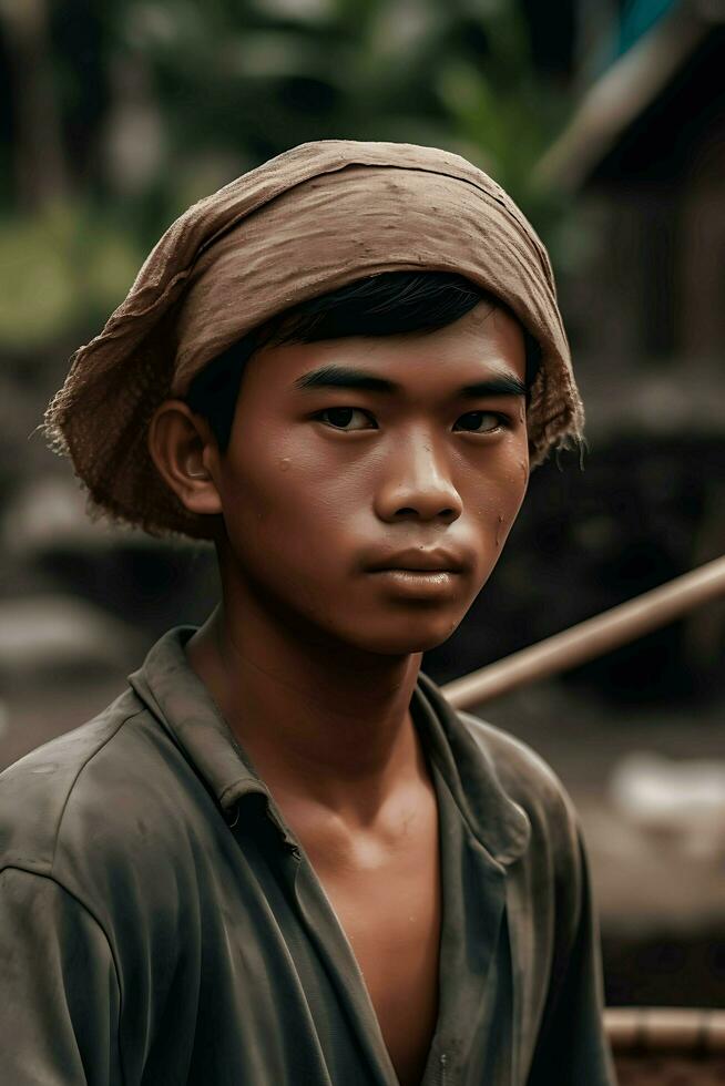 indonesian man and hard work ai generative photo