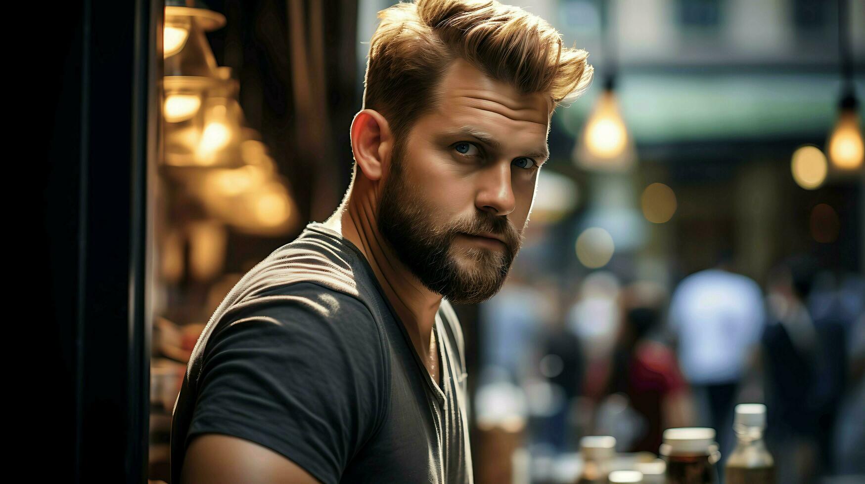 a man in restaurant ai generative photo