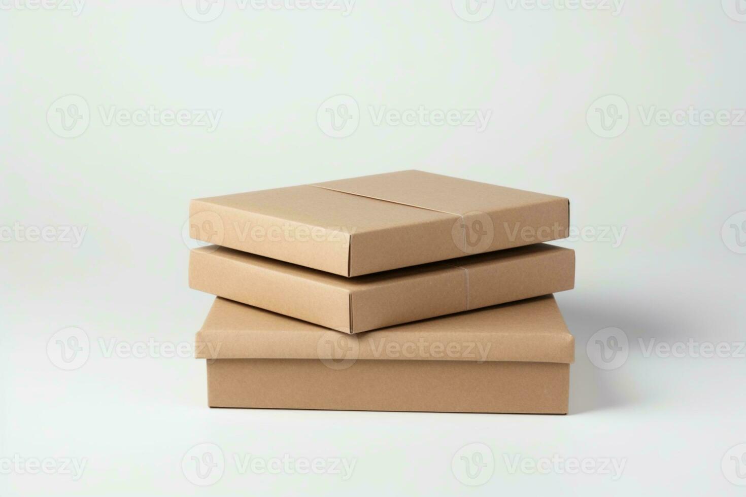 AI Generated cardboard boxes isolated on white photo