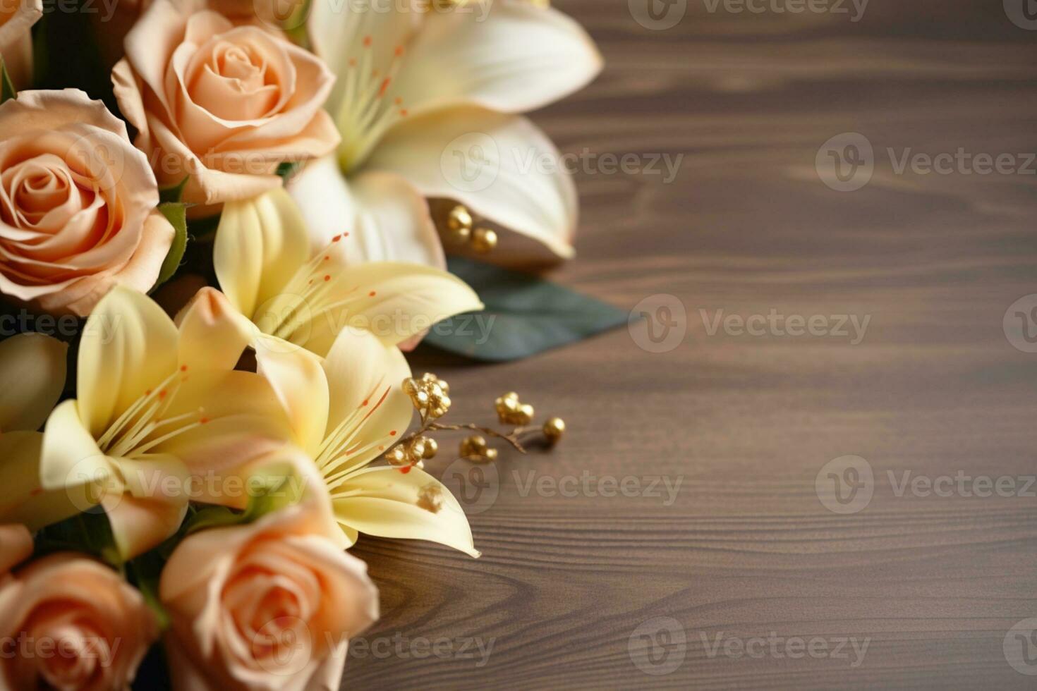 AI Generated Elegant Flower Background with Copy Space photo