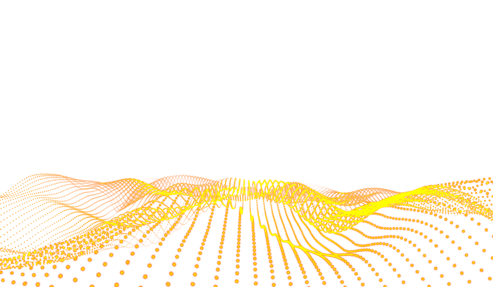 3D abstract digital technology yellow-orange light particles wave png