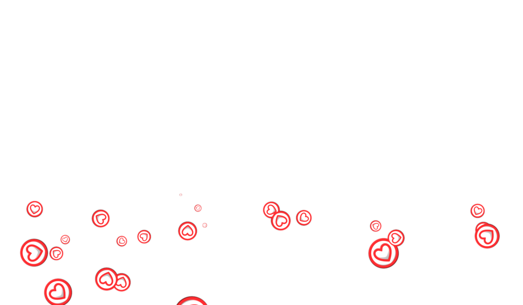red heart shaped icon particles bouncing against the ground png