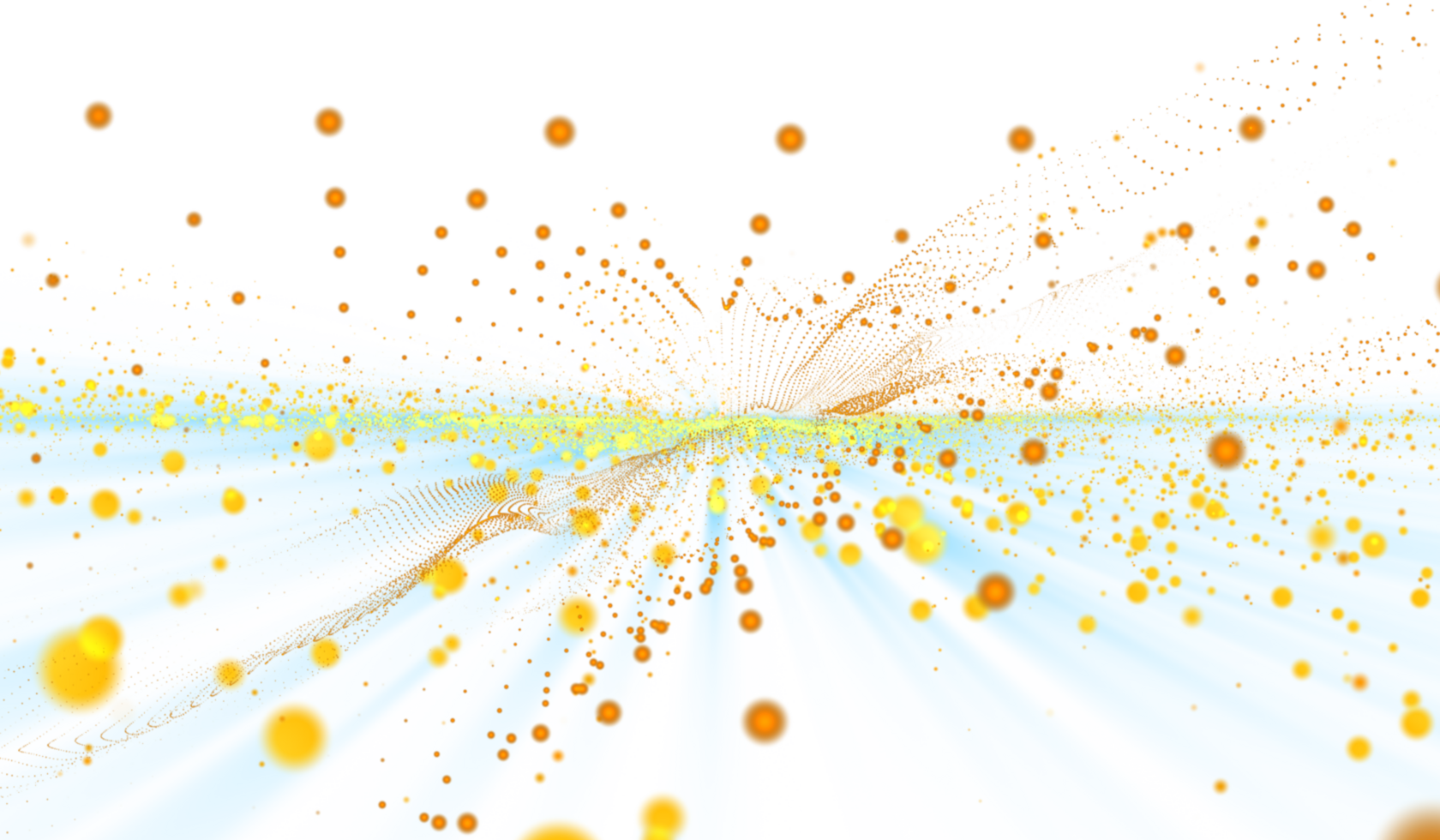 3D abstract digital technology yellow-orange light particles wave png