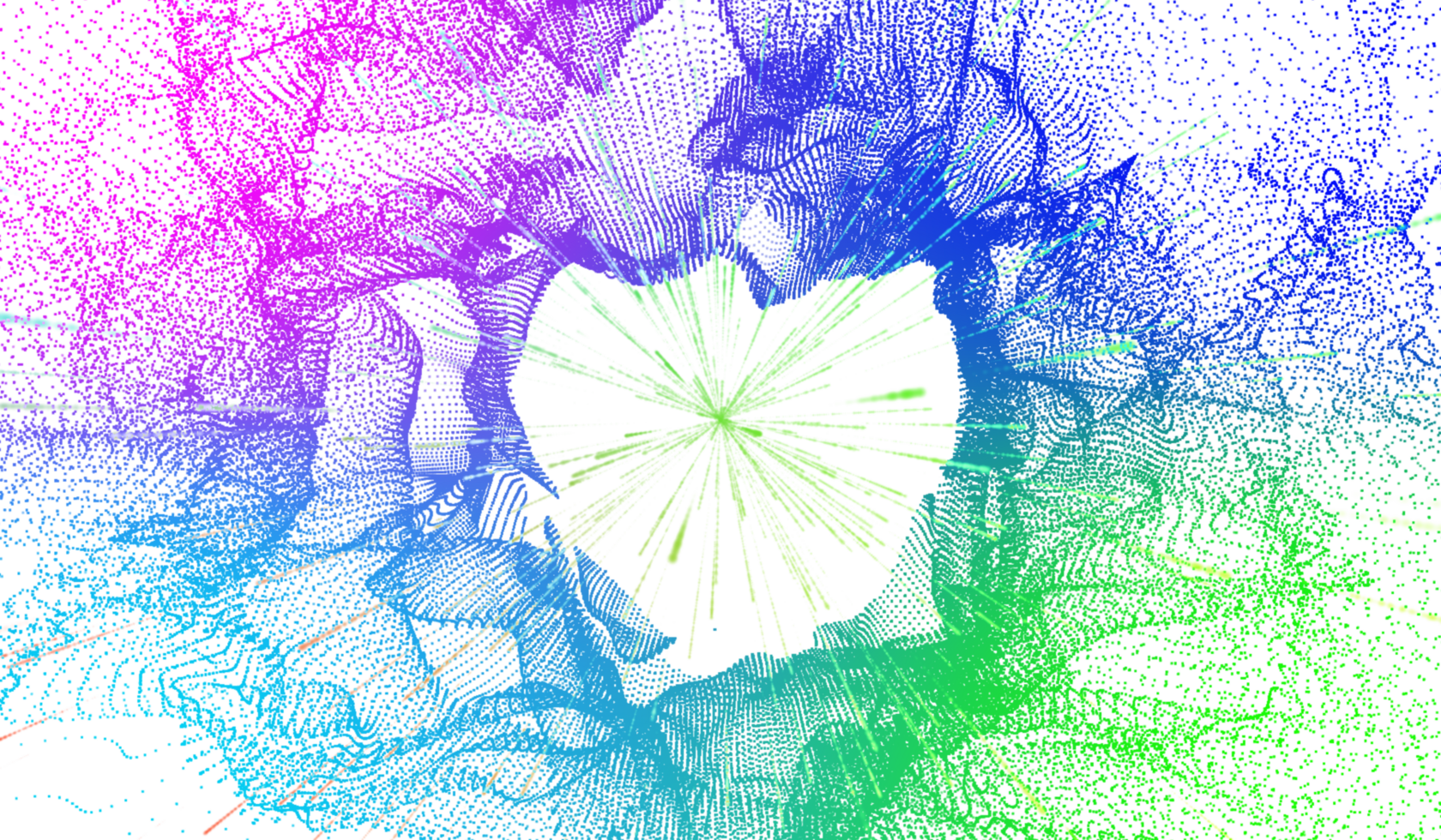 3D abstract digital technology multicolored light particles png