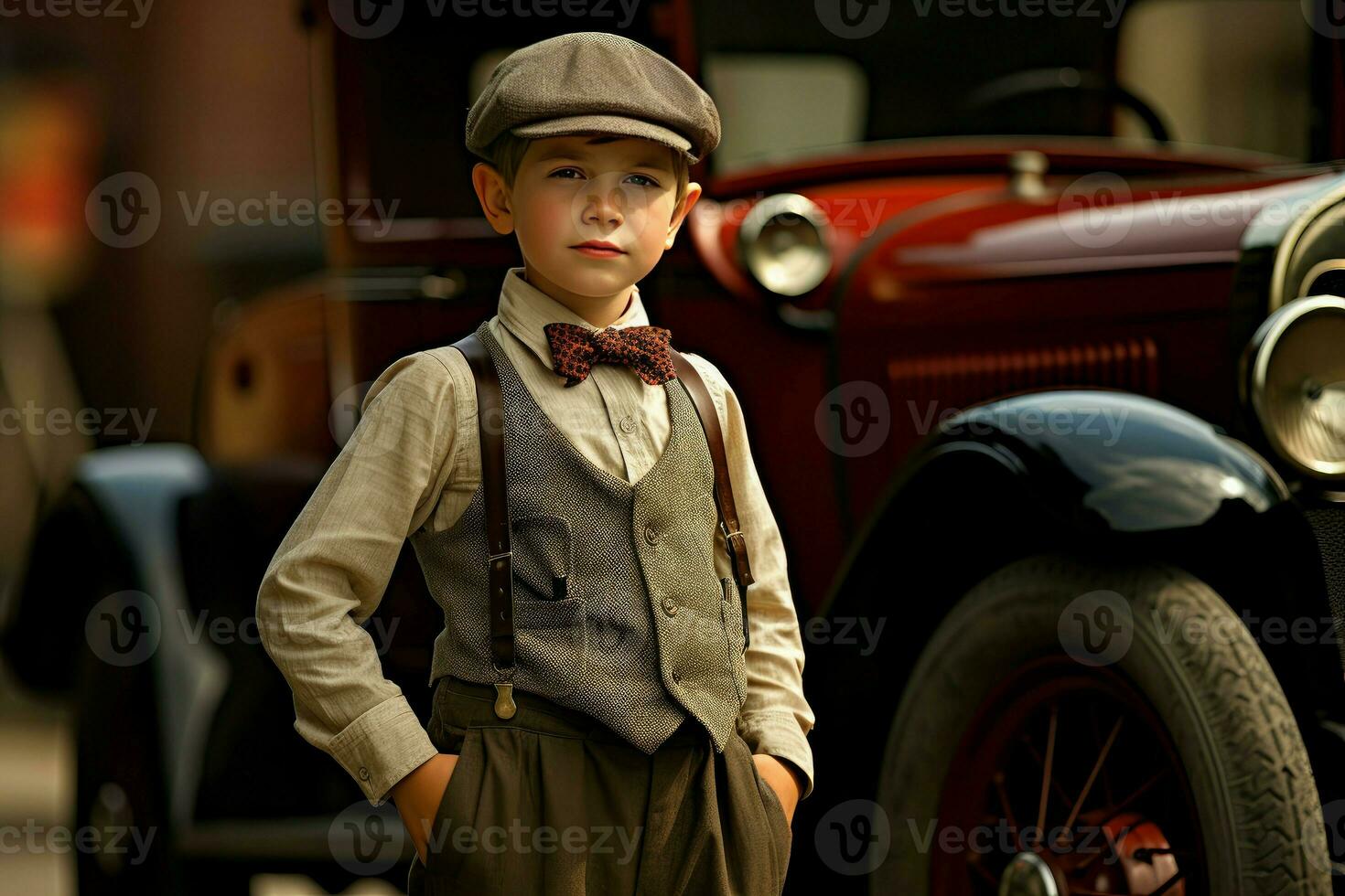 encantador americano 1920 niño chico. generar ai foto