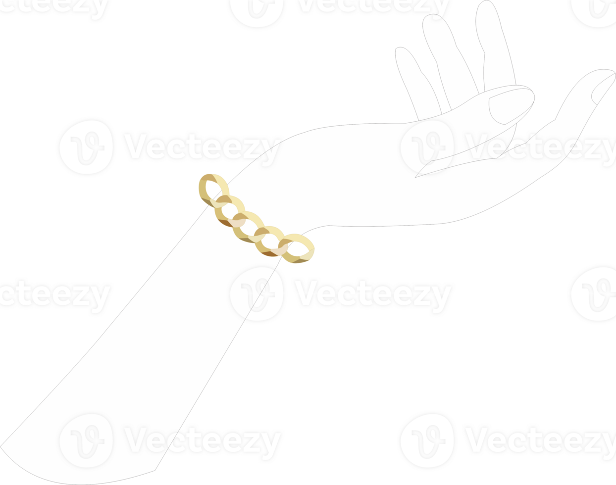 Gold chain bracelet  on  hand PNG